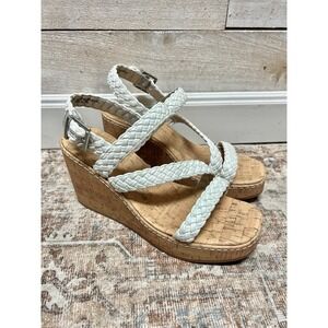 BOC Sandals Womens 10M White Chrissy Braided Wedge Shoes‎